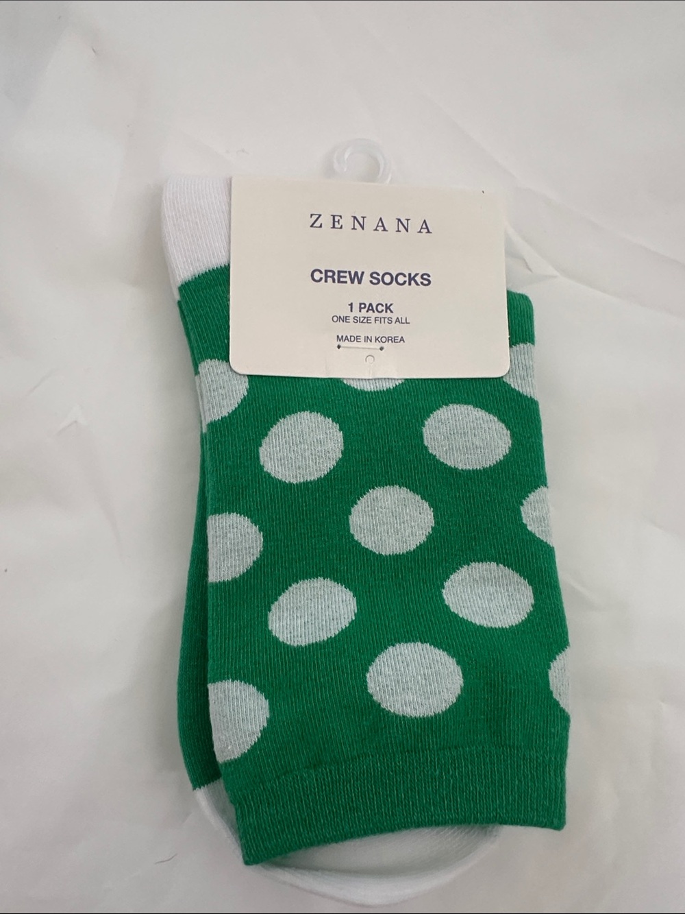 NWT Zenana Green Polka Dot Crew Socks